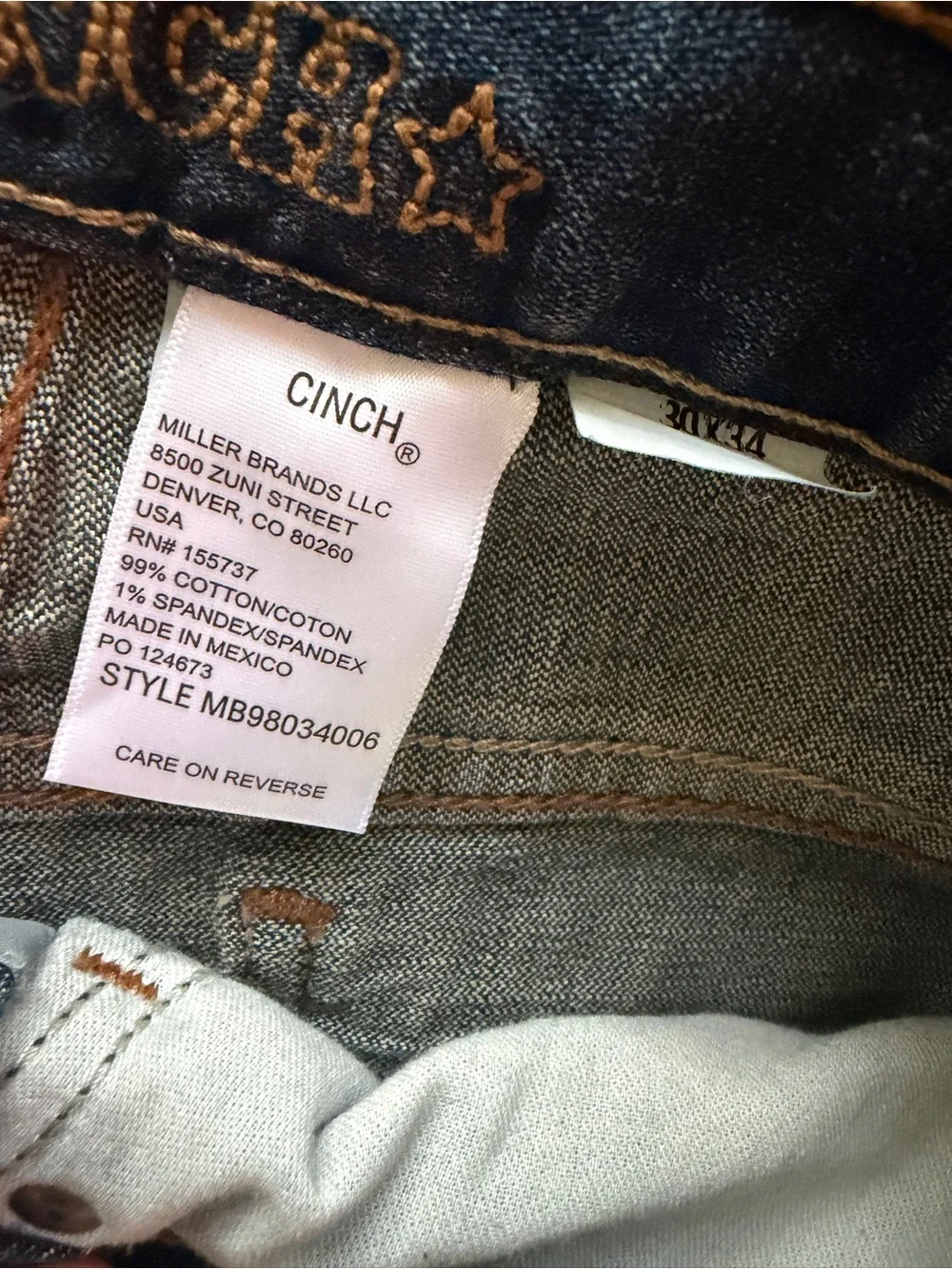 Cinch Men's Classic Straight Fit Dark Blue Jeans Silver Label 30x34